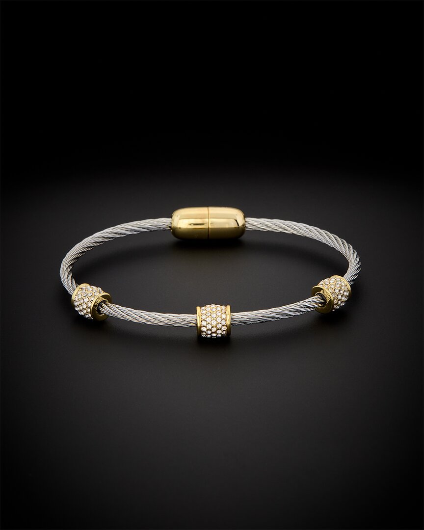 Juvell 18k Plated Cz Twisted Mesh Bangle Bracelet