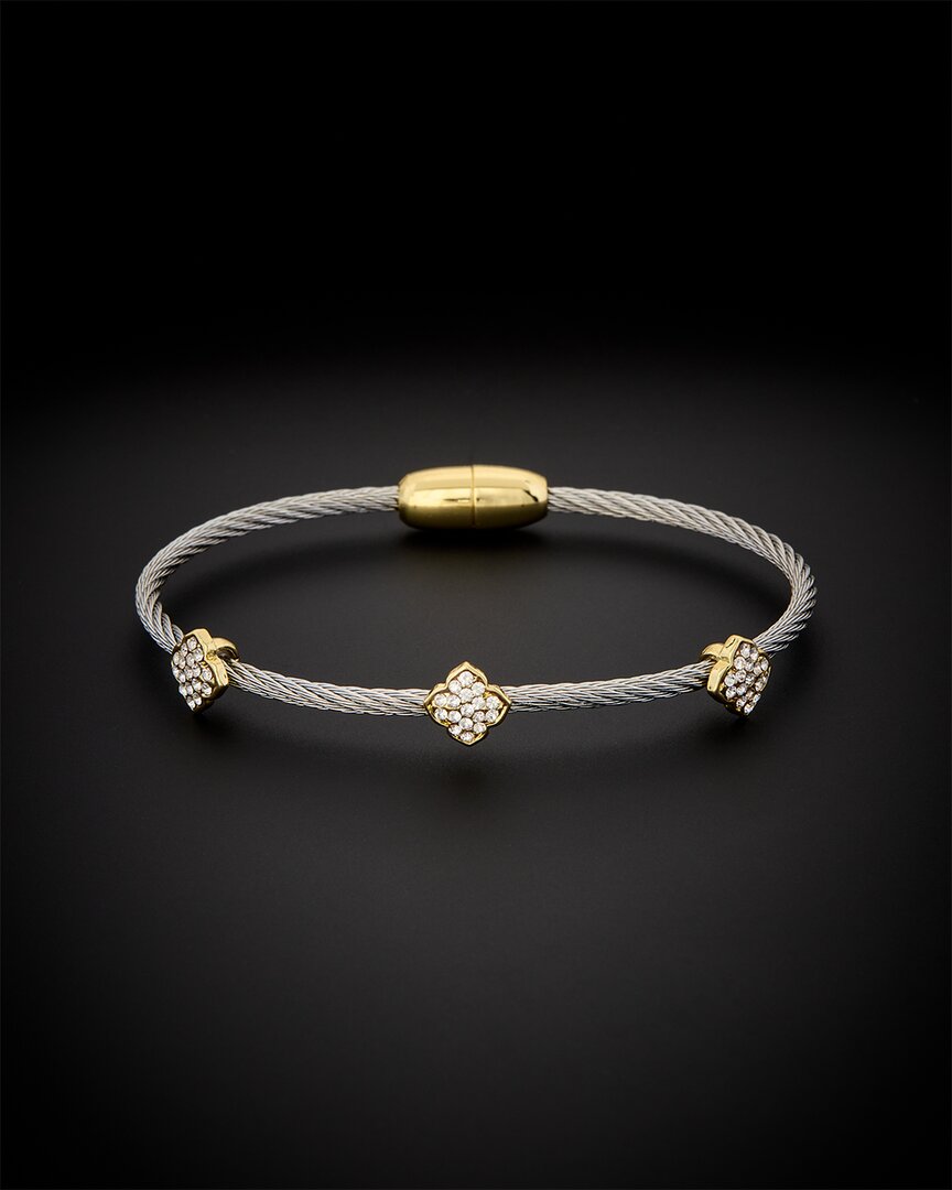 Juvell 18k Plated Cz Twisted Mesh Bangle Bracelet