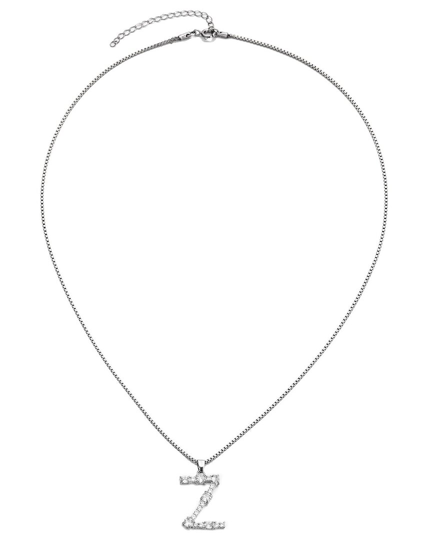 Adornia Silver Plated Crystal Initial Necklace In Metallic