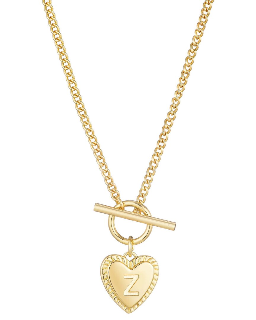 Adornia 14k Plated Diamond Heart Initial Toggle Necklace In Gold