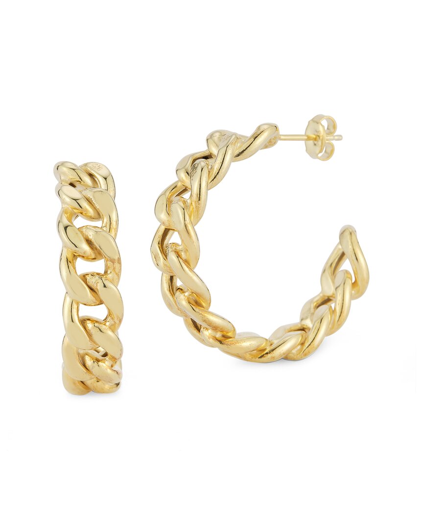 Chloe & Madison Chloe And Madison 14k Over Silver Bold Curb Chain Hoops