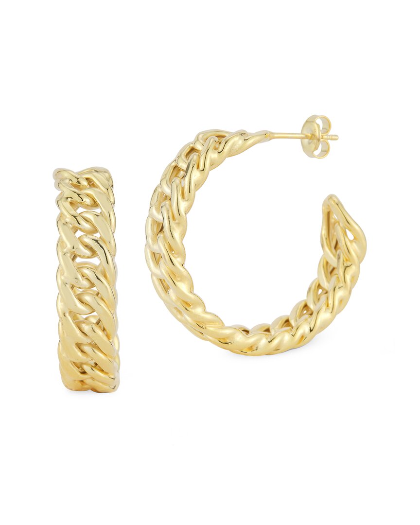 Chloe & Madison Chloe And Madison 14k Over Silver Bold Double Curb Chain Hoops