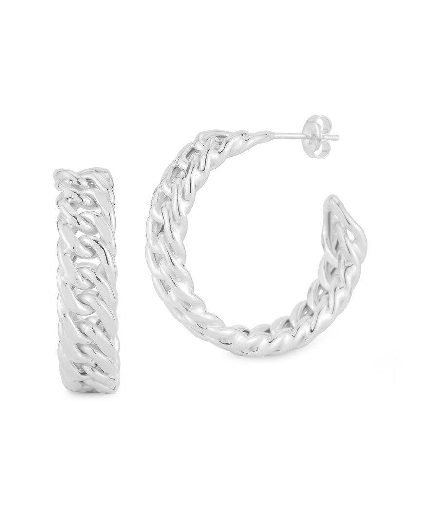 Chloe & Madison Chloe And Madison Silver Bold Double Curb Chain Hoops