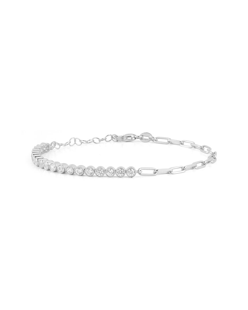 Chloe & Madison Chloe And Madison Silver Tennis X Paperclip Bracelet In White