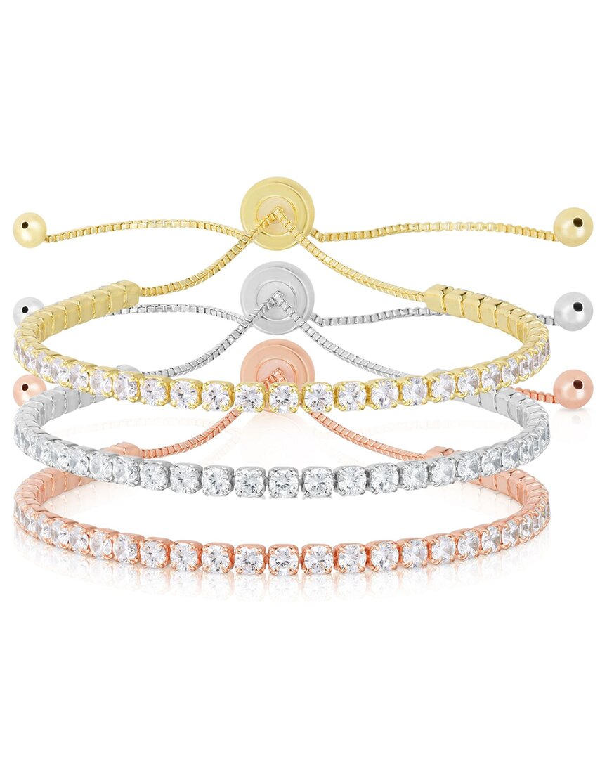 Glaze Jewelry Silver Cz Adjustable Tennis Bracelet Set