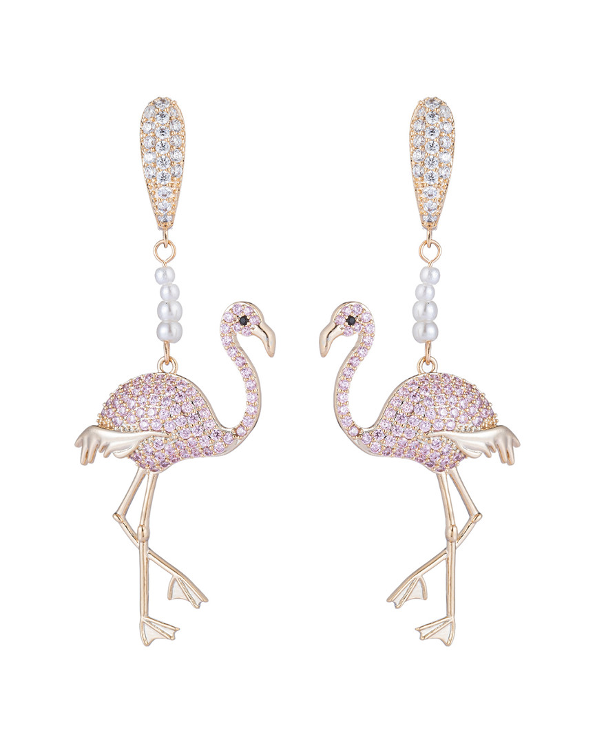 Eye Candy La Luxe Collection Pink Flamingo Cubic Zirconia Crystal Drop Earrings