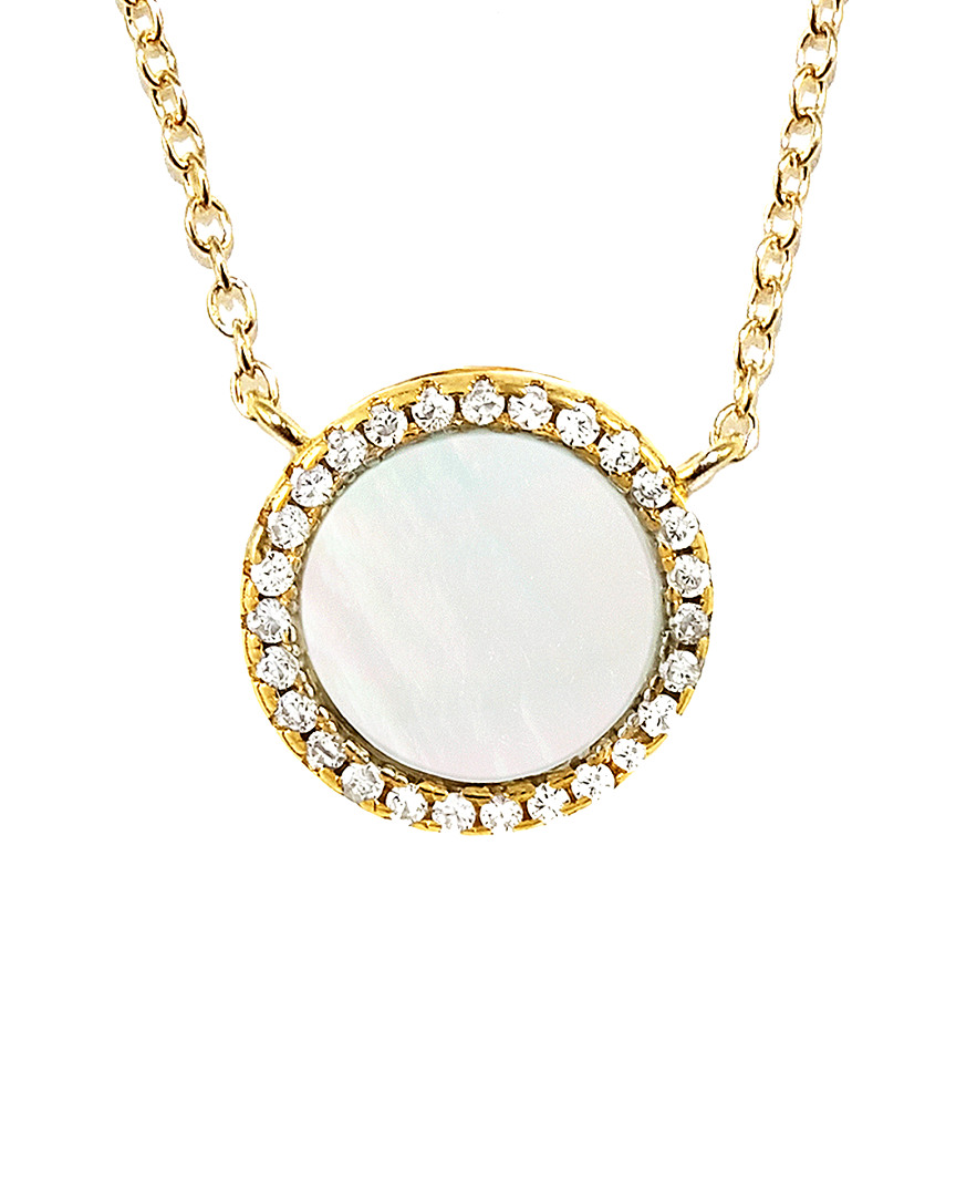 Savvy Cie 18k Over Silver 11mm Mother-of-pearl & Cz Necklace