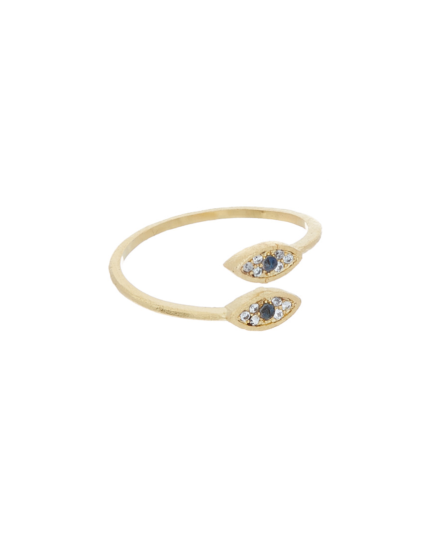 Rivka Friedman 18k Clad Simulated Evil Eye Diamond Ring In Gold