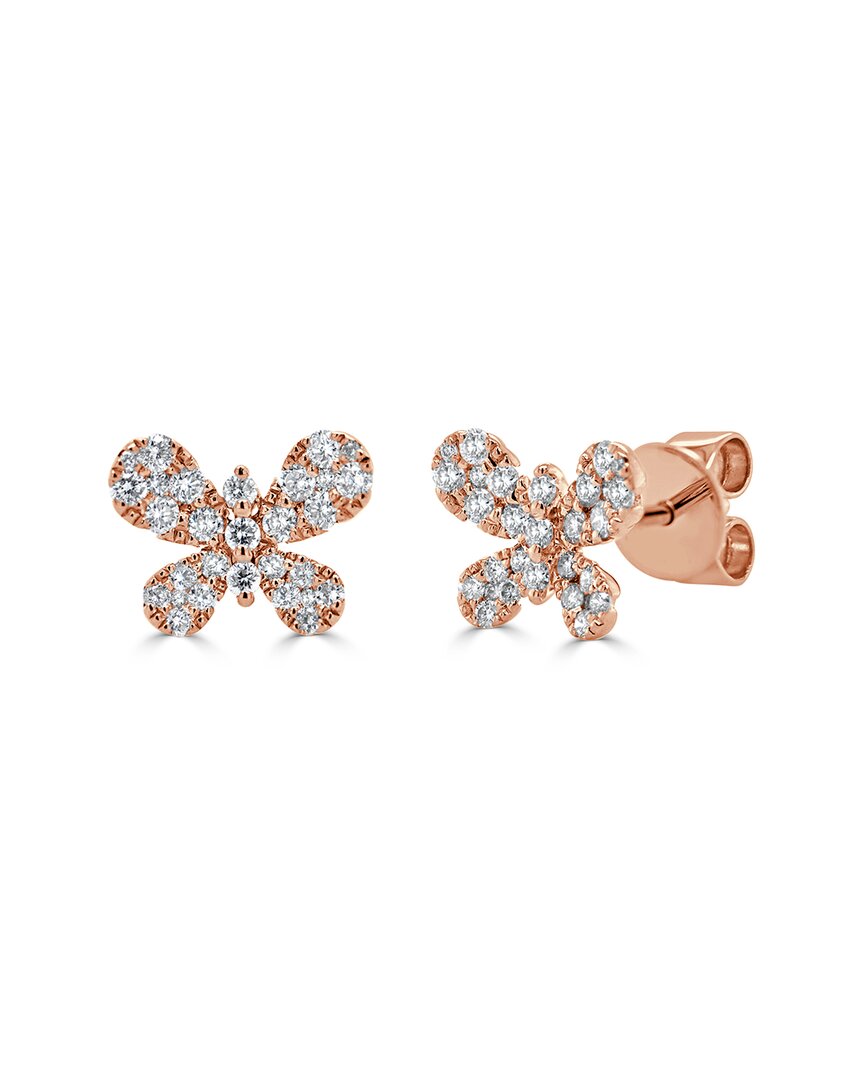 Sabrina Designs 14k Rose Gold 0.46 Ct. Tw. Diamond Butterfly Studs In Pink