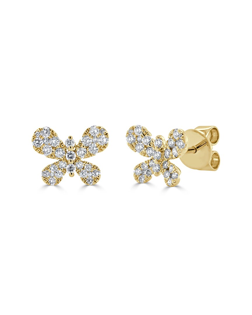 Sabrina Designs 14k 0.46 Ct. Tw. Diamond Butterfly Studs In Yellow