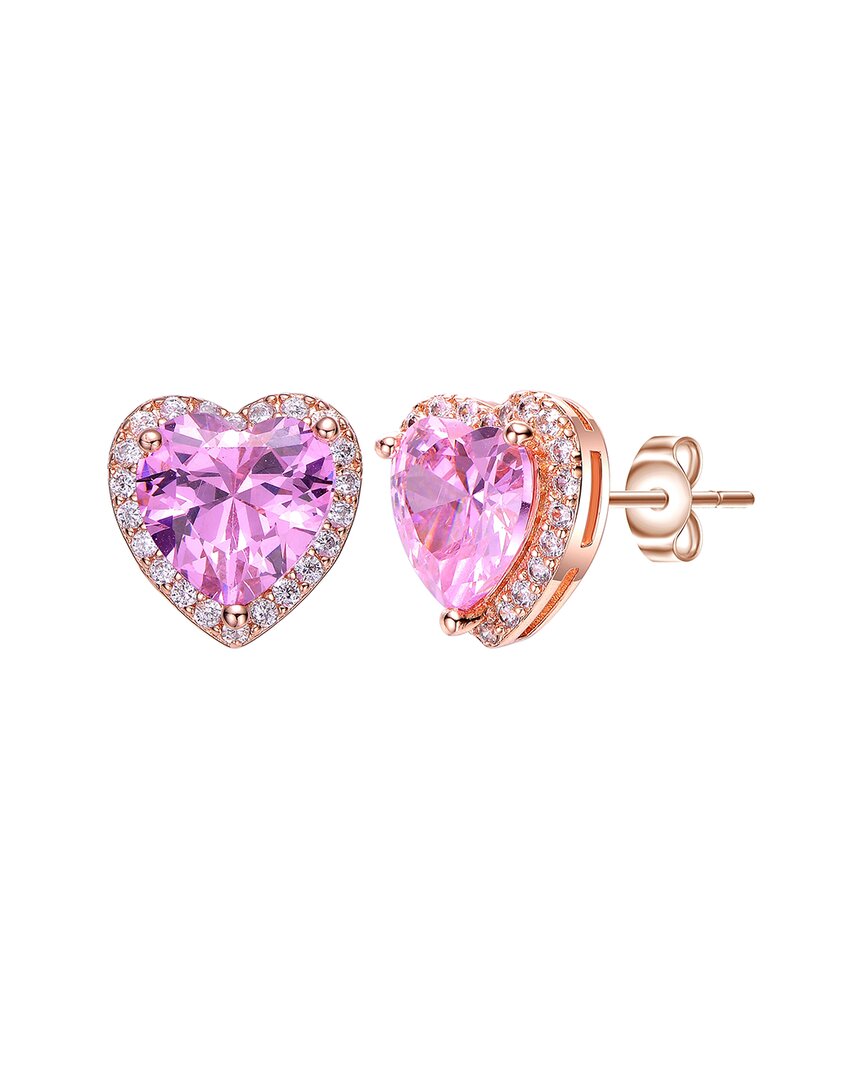 Genevive 18k Rose Gold Vermeil Cz Heart Earrings