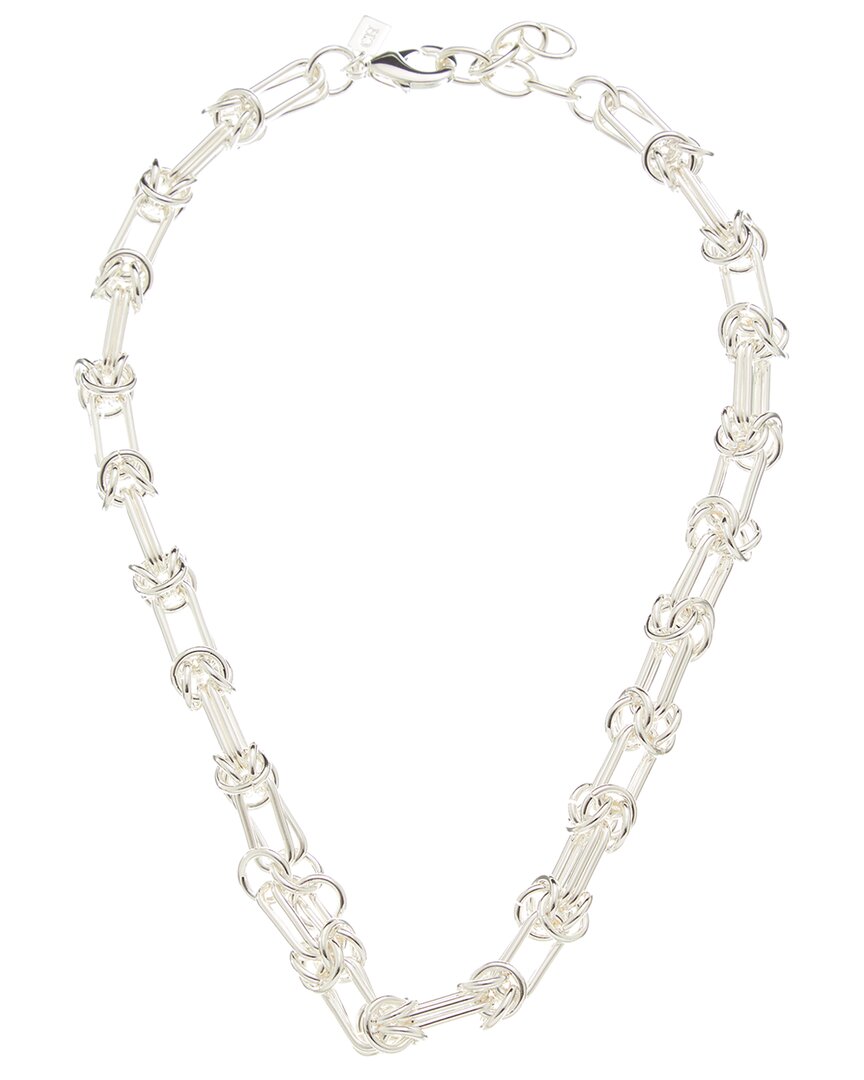 Crystal Haze Silver Plated Chunky Necklace In White