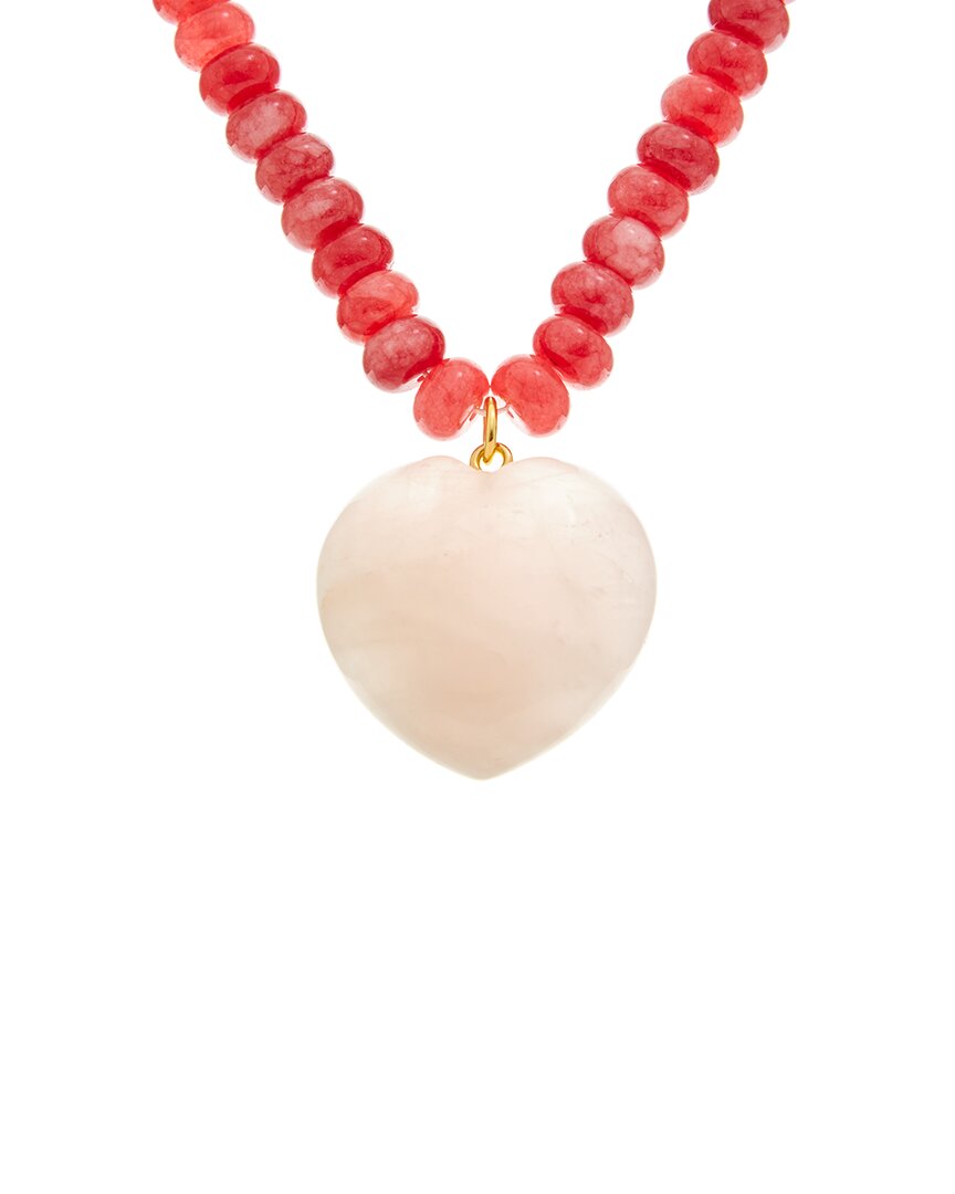Crystal Haze 18k Plated Red Carnelian And Rose Quartz Statement Necklace