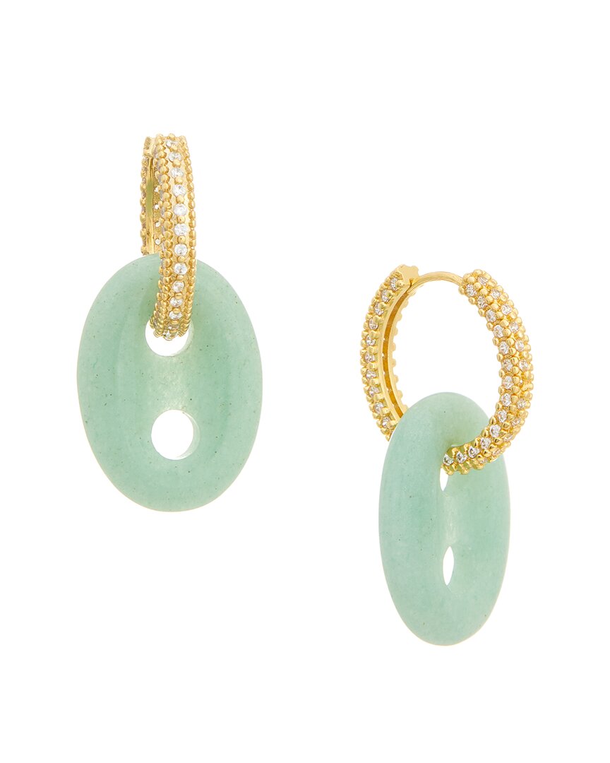 Crystal Haze 18k Plated Green Quartz Cz Dangle Earrings In Gold