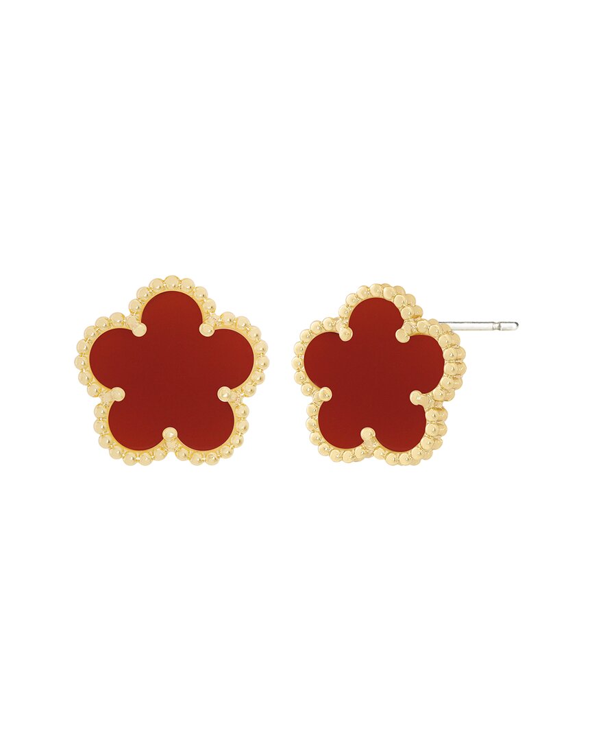 Jankuo 14k Plated Agate Stud-post Earrings In Gold