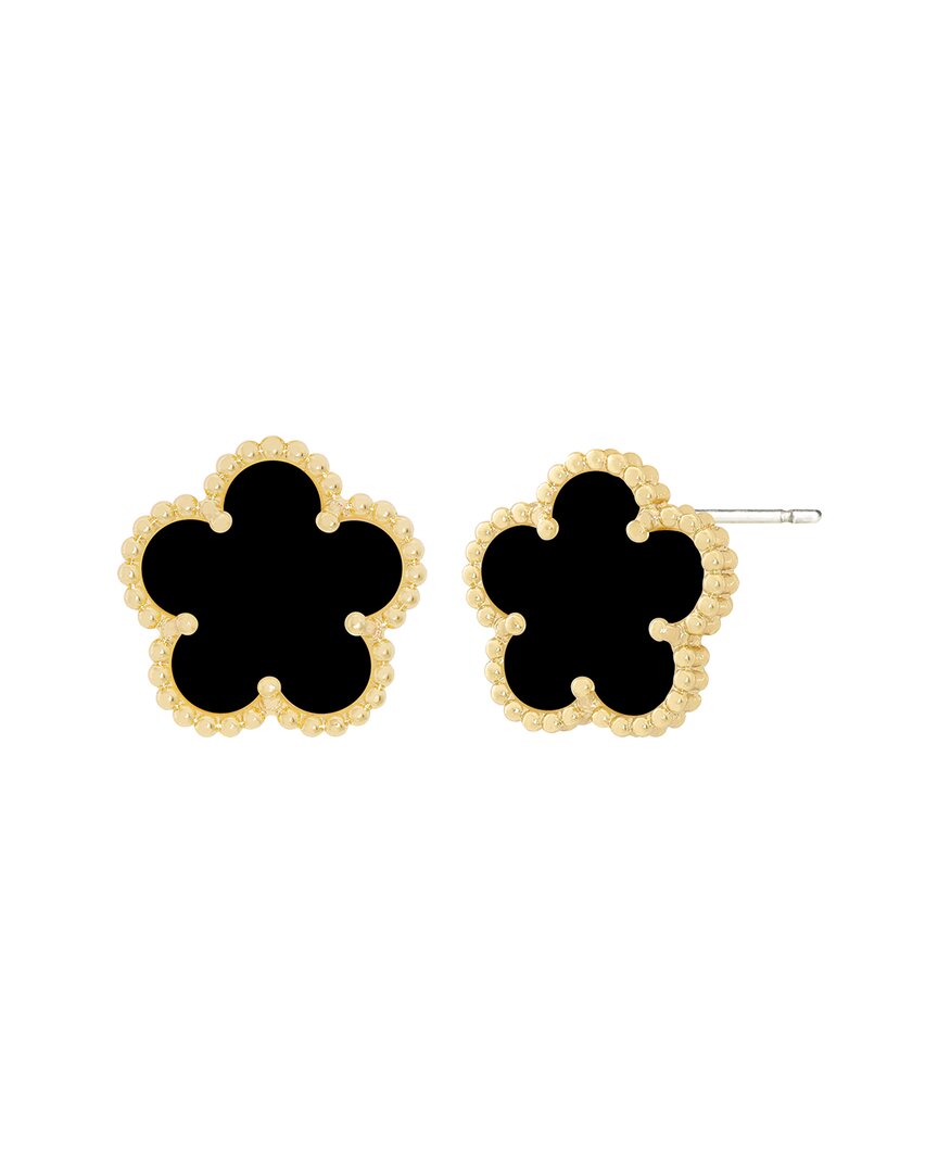 Jankuo 14k Plated Onyx Stud-post Earrings In Black