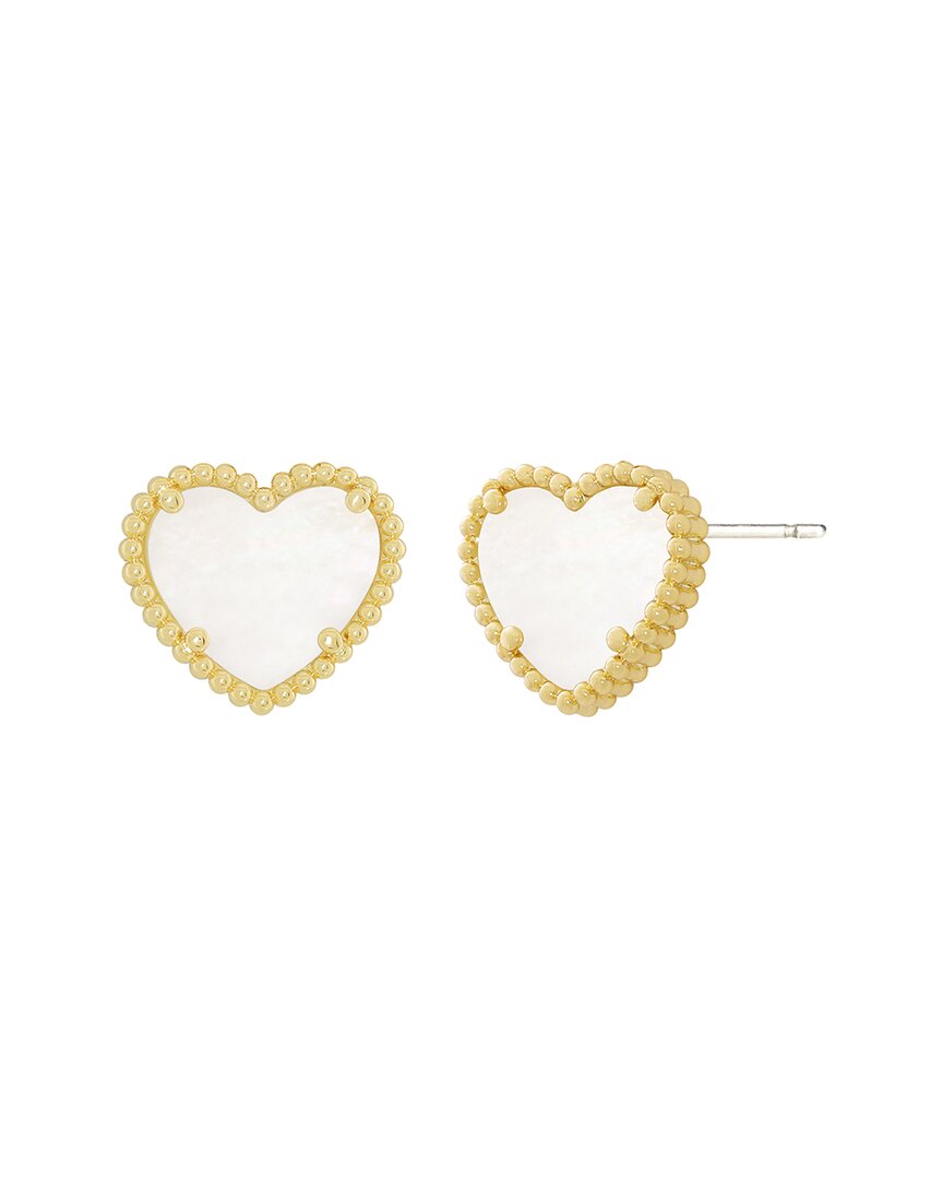 Jankuo 14k Plated Mother Of Pearl Stud-post Earrings In Gold