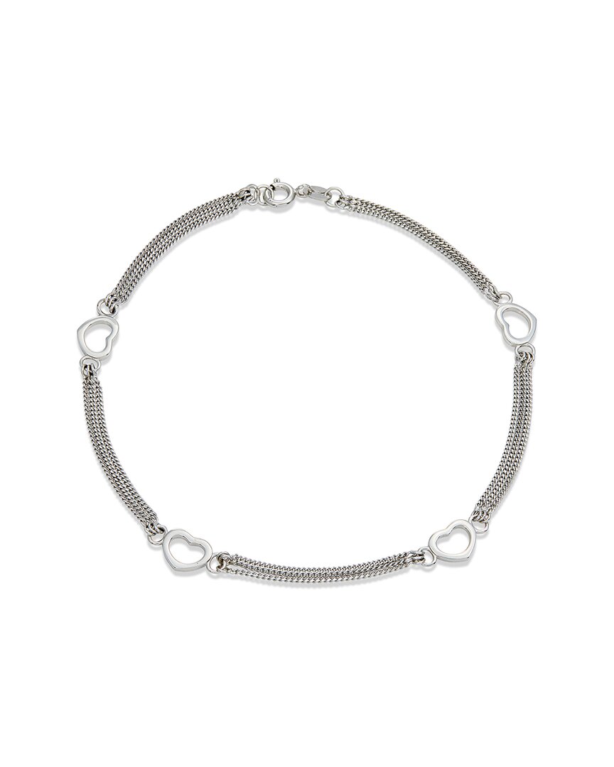 Savvy Cie Silver Multi Chain Heart Station Anklet