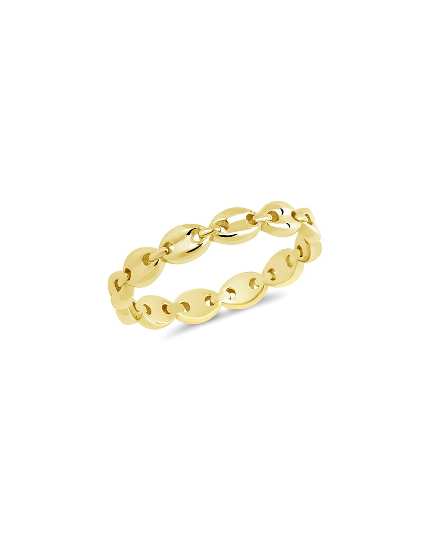 Sterling Forever Silver Janie Anchor Chain Ring In Gold