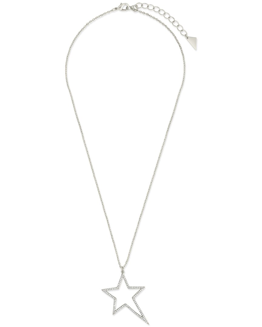 Sterling Forever Cz Statement Star Outline Necklace