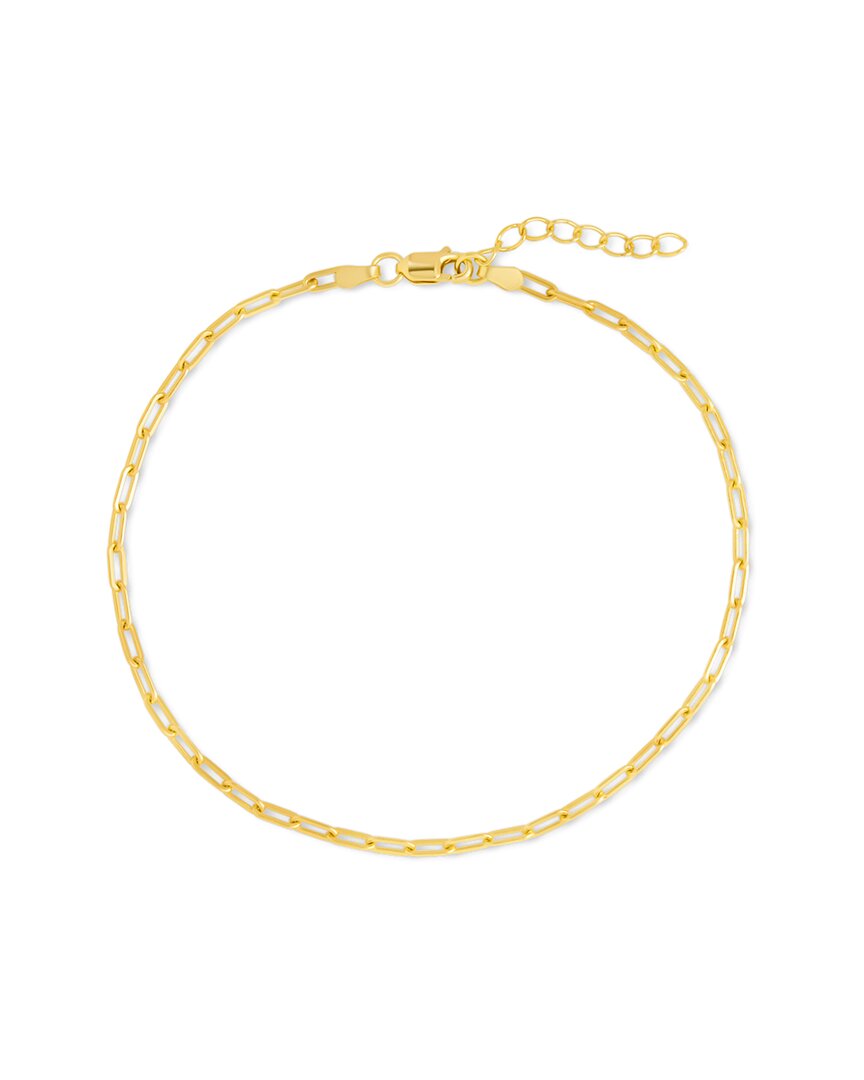 Sterling Forever Sterling Silver Dainty Paperclip Chain Bracelet In Gold
