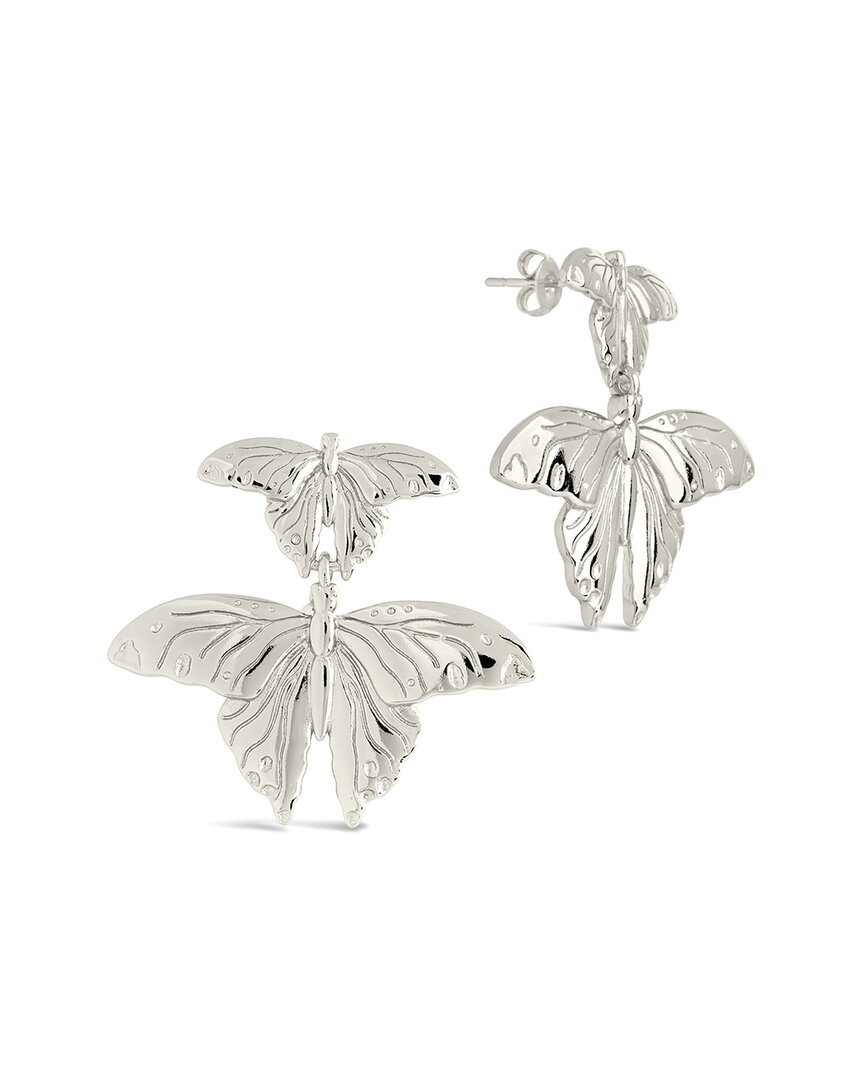 Sterling Forever Gold-tone Or Silver-tone Butterfly Rowena Drop Studs