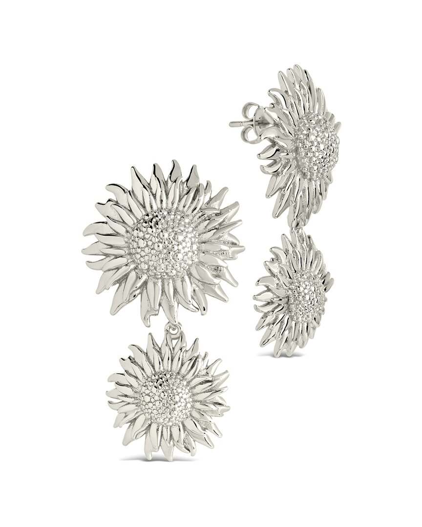 Sterling Forever Solaris Sunflower Drop Stud Earrings