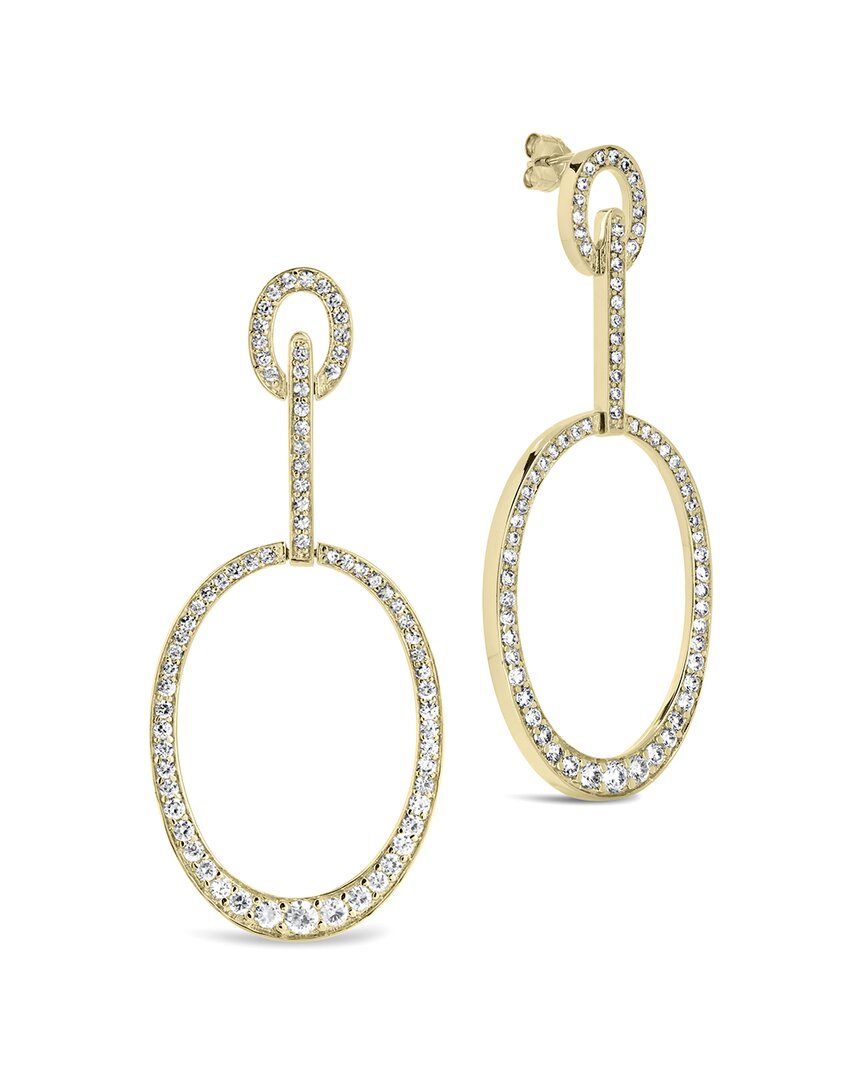 Sterling Forever Tory Cz Oval Drop Earrings In Gold