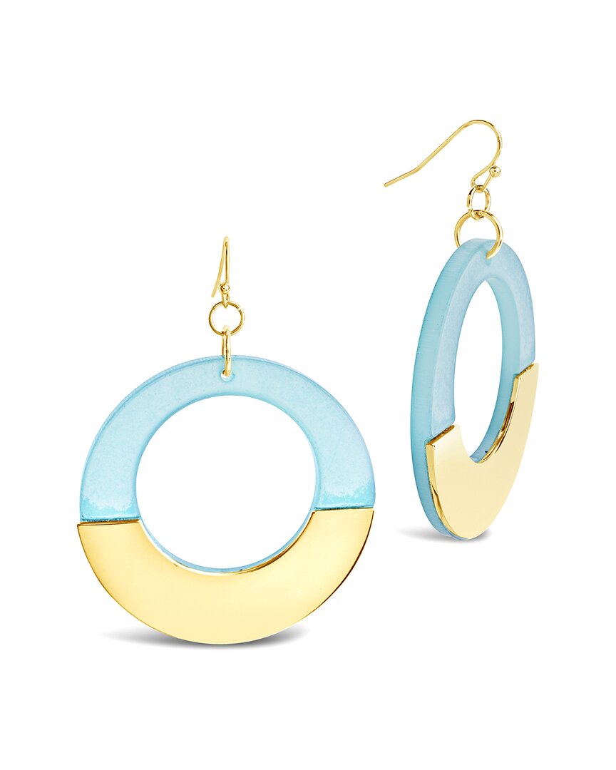 Sterling Forever 14k Plated Half Resin Dangle Earrings In Gold