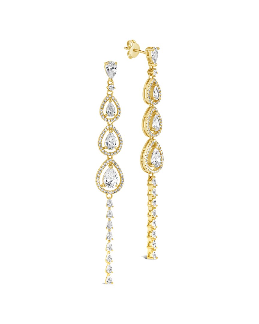 Sterling Forever Angela Cubic Zirconia Linear Drop Earrings In 14k Gold Plated In Gold