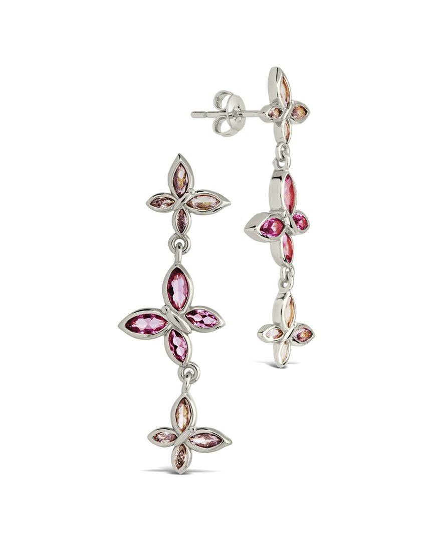 Sterling Forever Cz Caria Butterfly Drop Stud Earrings In Metallic