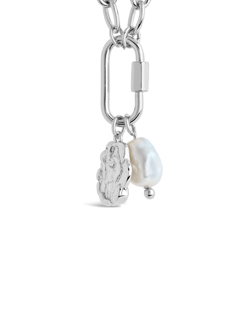 Sterling Forever Jaxie Carabiner Charm Necklace In Metallic
