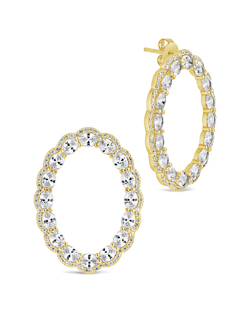 Sterling Forever Rosario Cz Front Hoop Earrings In Gold