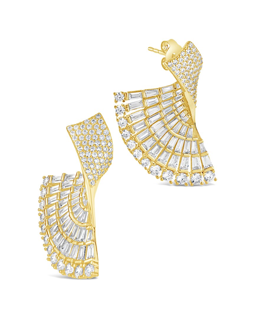 Sterling Forever Hartford Cubic Zirconia Fan Drop Earrings In 14k Gold Plated In Gold