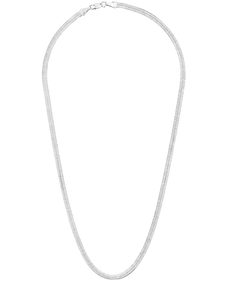 Sterling Forever Rhodium Plated Herringbone Chain Necklace In Black