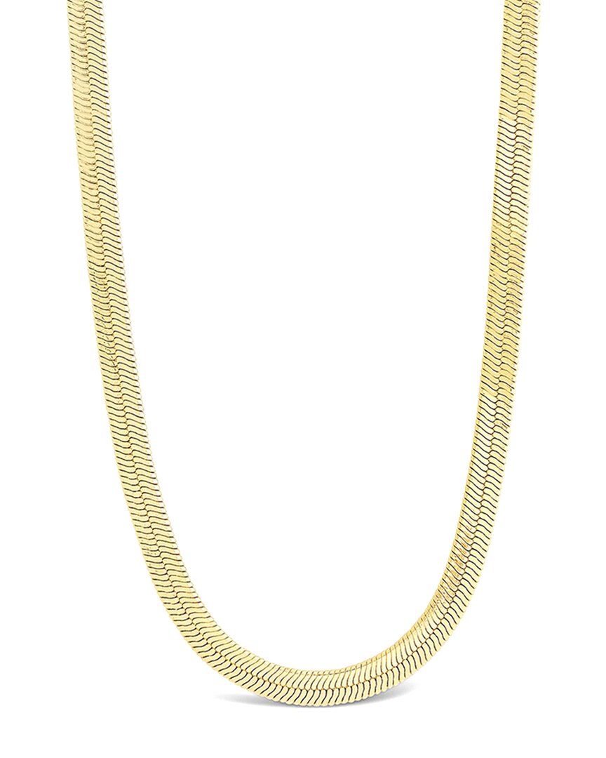 Sterling Forever Silver Herringbone Chain Necklace In Gold