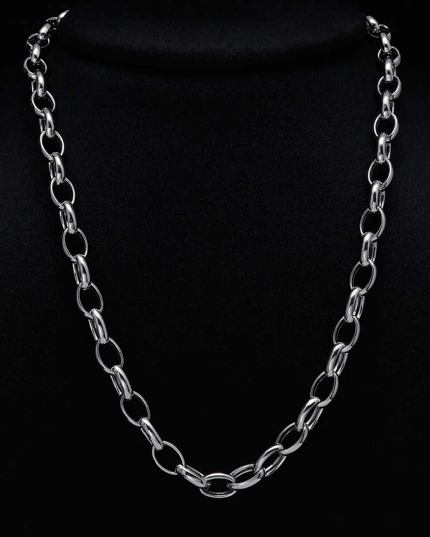 ITALIAN SILVER OVAL ROLO LINK NECKLACE