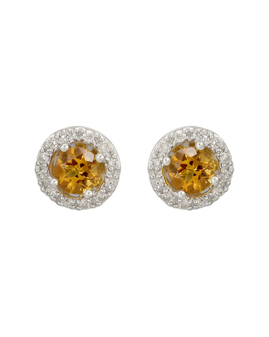 Gemstones Dnu 0 Units Sold 14k 0.82 Ct. Tw. Diamond & Citrine Studs In Beige