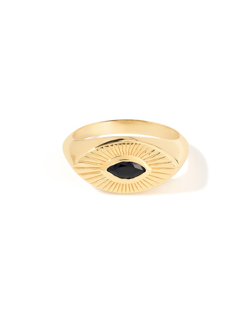 Tiramisu 14k Over Silver 0.25 Ct. Tw. Black Spinel Solitaire Ring In Gold