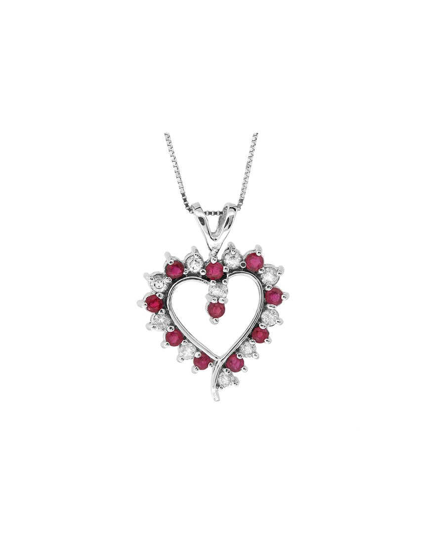 Levaron 14k 0.88 Ct. Tw. Diamond & Ruby Heart Pendant