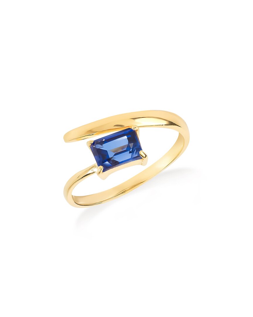 Tiramisu 14k Over Silver 1.15 Ct. Tw. Lab-grown Sapphire Solitaire Ring In Gold