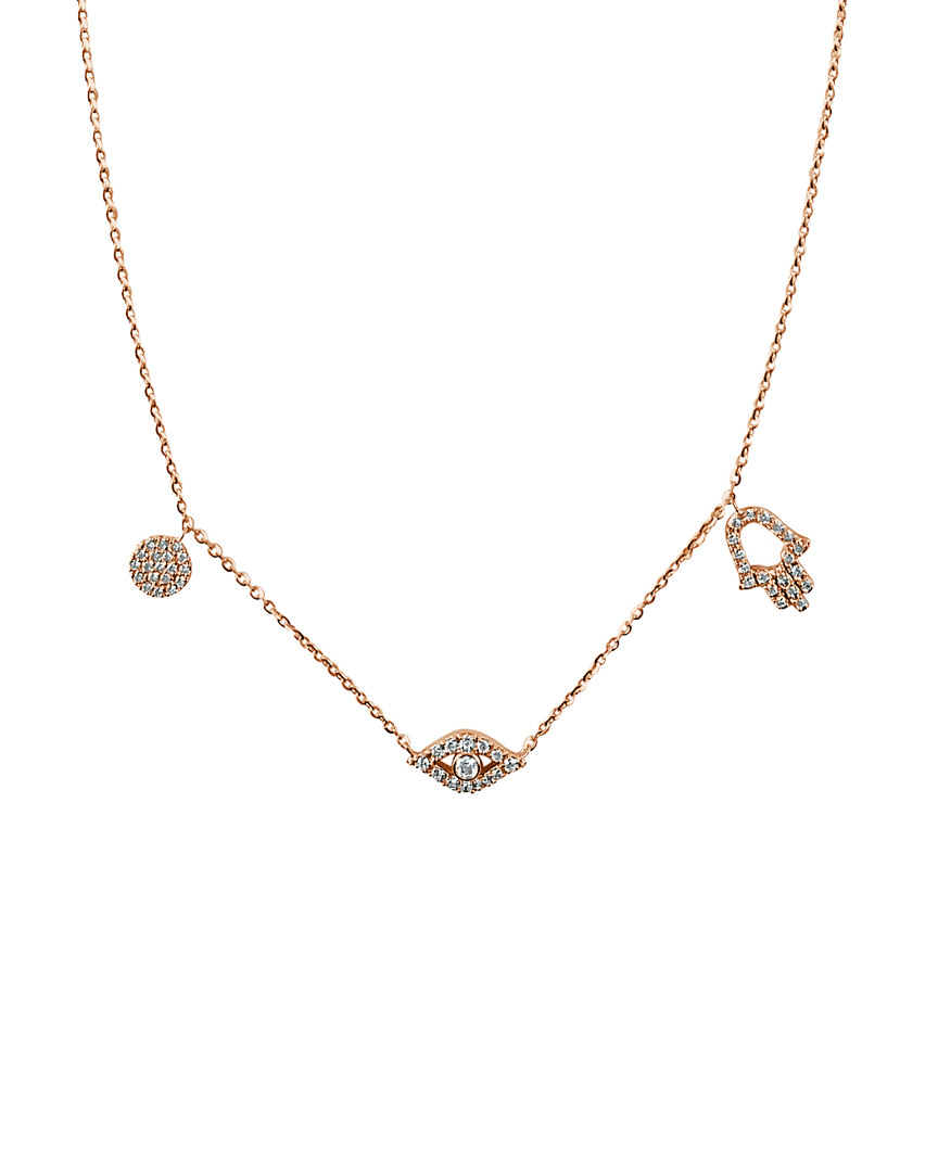 Sabrina Designs 14k Rose Gold 0.22 Ct. Tw. Diamond Evil Eye & Hamsa Necklace