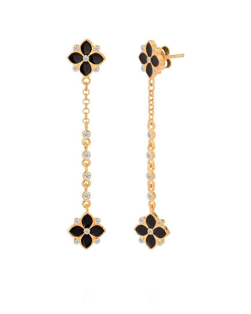 Gabi Rielle Modern Touch Collection 14k Over Silver Cz Daisy Drop Earrings