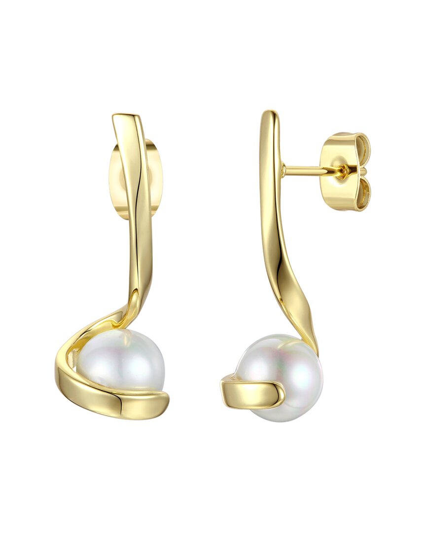 Genevive 14k Over Silver 7mm Pearl Earrings
