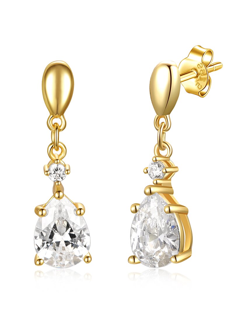 Genevive 14k Over Silver Cz Dangle Earrings