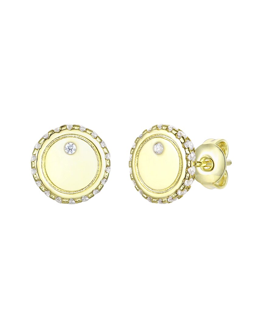 Rachel Glauber 14k Plated Cz Button Studs