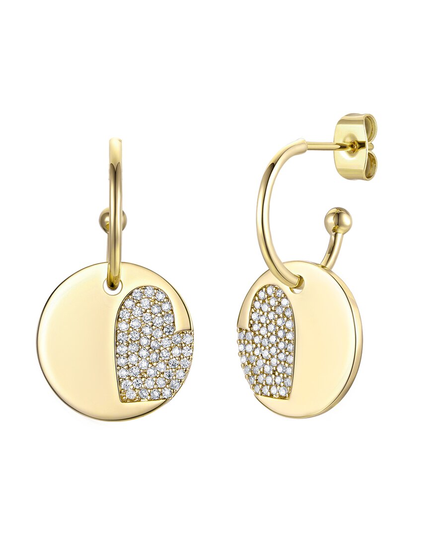 Rachel Glauber 14k Plated Cz Charm Dangle C Hoops