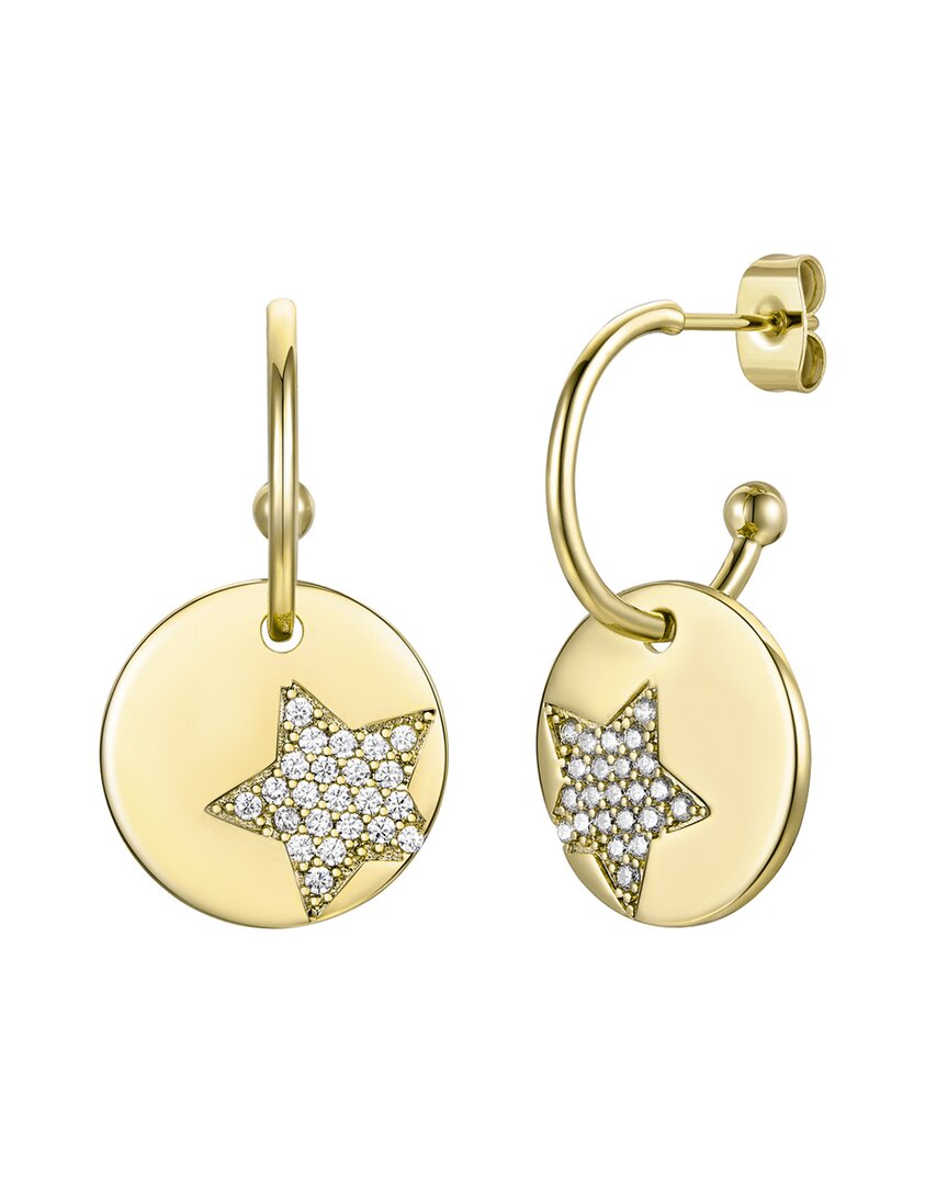 Rachel Glauber 14k Plated Cz Charm Dangle C Hoops