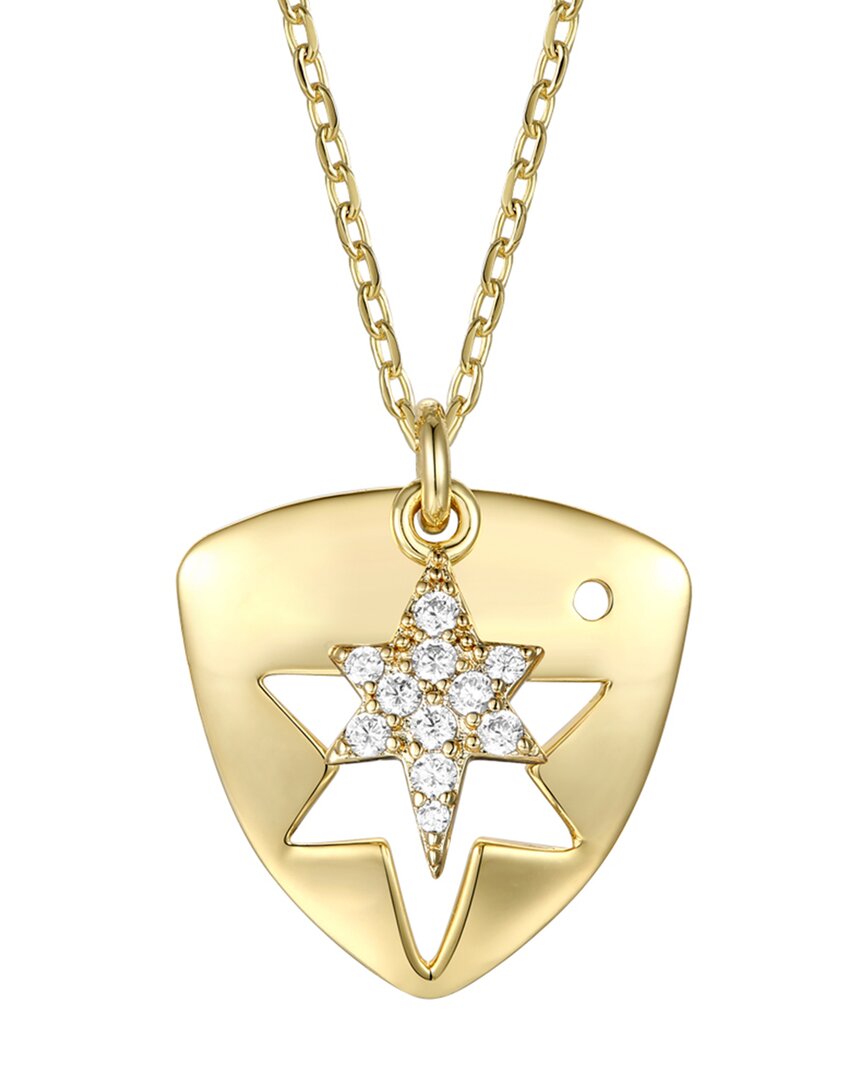 Rachel Glauber 14k Plated Cz Star Triangle Pendant Necklace