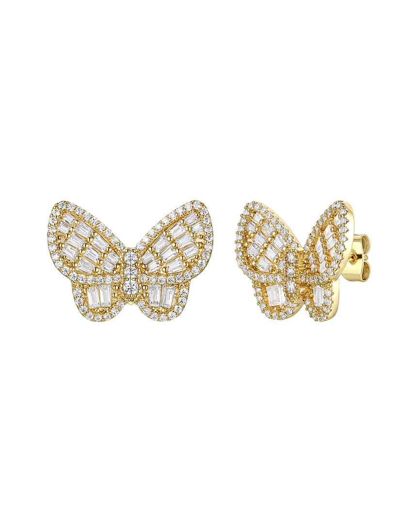 Rachel Glauber 14k Plated Cz Butterfly Studs